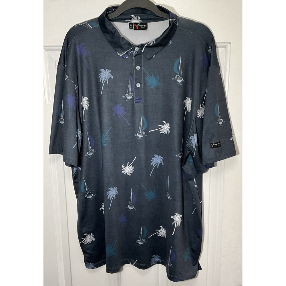 Yatta Golf Big and Tall Golf Polo Palm Trees & Sailboat Themed Men's 3XL
